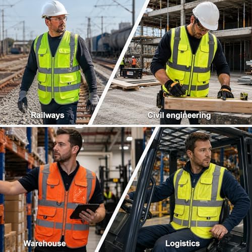 HYCOPROT High Visibility Safety Vest Hi Vis Reflective Construction Vests with Pockets for Men Women,Meets ANSI/ISEA Standard - Image 6