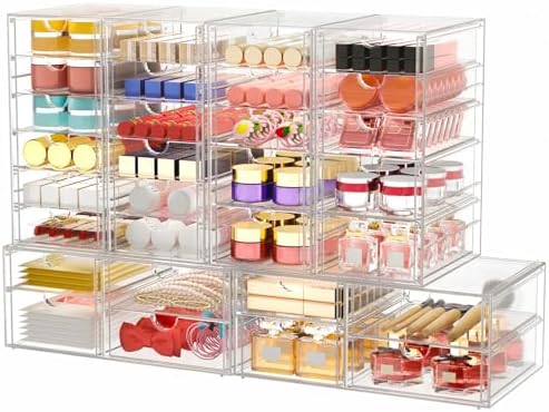 caktraie 6-Pack 30-Drawer Acrylic Storage & Makeup Organizer for Desk by shoeboxesanddeskorganizers