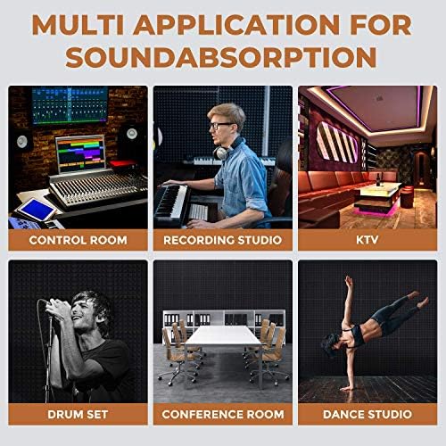 Acoustic Panels - 12 Pack 12x12x2 Inches Black Pyramid Acoustic Foam, Flame-Retardant Soundproof Wall Panels, 25kg/CBM Sound Proof Foam Panels Sound Panels for Recording Studio and Music Room - Image 4