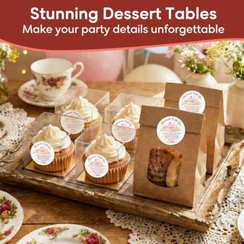 120PCS 2 Inch Homemade with Love Stickers Round Baking Labels for Cookies Cupcakes Dessert Table Treat Bags Gift Wrapping Birthday Party Candy Bags Homemade Packaging Small Business (Homemade Pink) - Image 6