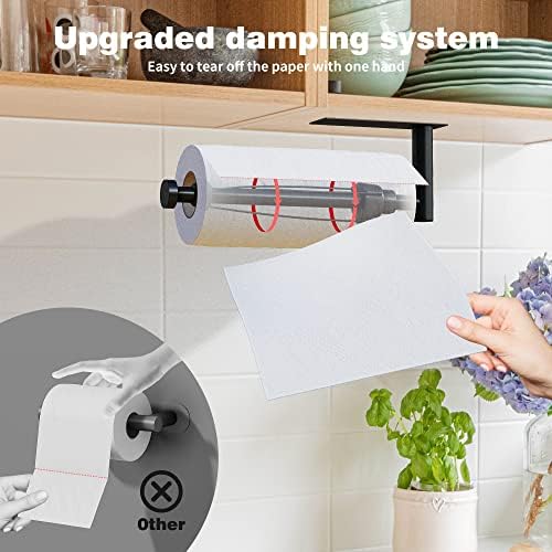 DEKAVA Under Cabinet Wall Mount Paper Towel Holder, Self-Adhesive Bar, Stainless Steel 13 inch (Black) - Image 6
