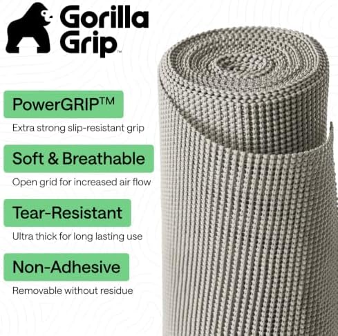 GORILLA GRIP powerGRIP Drawer Shelf and Cabinet Liner, 12"x20', Light Gray - Image 2