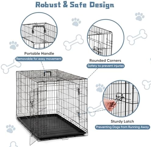 DUMOS 48 Inch Dog Crate, Foldable Medium Large Dog Cage Pet Kennel - Image 2