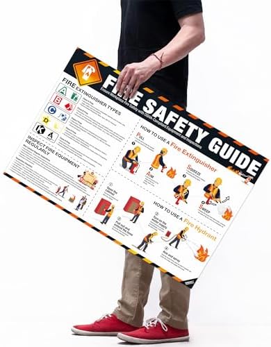 Fire Safety Poster – OSHA Compliance Fire Extinguisher & Hydrant Use Guide, Fire Types Chart, Emergency Instructions, Workplace Safety Sign, Laminated, Large 18 x 24 Wall Chart - Image 2