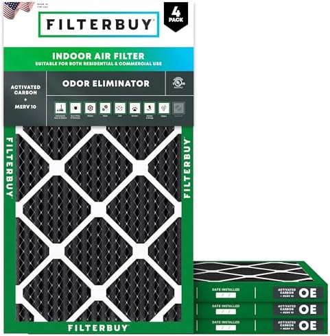 Filterbuy 16x24x1 Air Filter MERV 10 Odor & Allergy Defense (4-Pack) by Filterbuy
