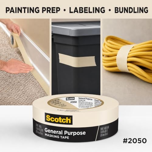 Scotch 3M General Purpose Masking Tape, Tan, 1.41 in x 60.1 yd, 24 Rolls - Image 5