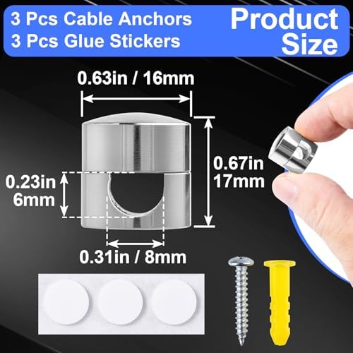 SmallCat 3Sets Charger Holders for Cords, Silver Cord Holder for Nightstand - Image 2
