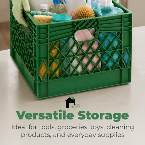 EconoHome Milk Crate - Stackable Storage Crate with Built-In Handles - Heavy Duty Plastic Material - Ventilated Organizer Bin for Garage, Pantry, Classroom, Office & Moving - Red, 19x13x11, 3-Pack - Image 5