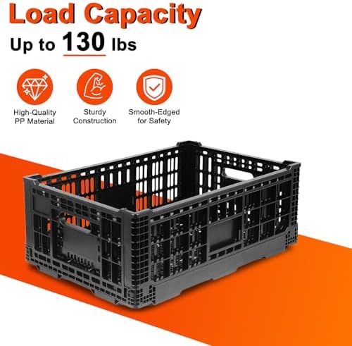 52L Milk Crate, Plastic Storage Crate with Handles, - Image 4