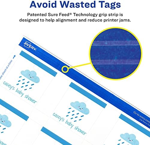 Avery® Square Tags, Sure Feed® Technology, 2" x 2", Matte White, Strings Included, 120 Total, Print-to-the-Edge, Laser/Inkjet Printable (80513) - Image 5