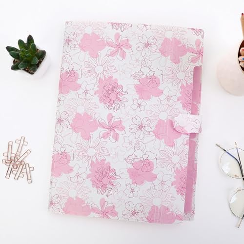 SKYDUE Accordion File Organizer, Floral Expanding File Folders with 5 Pockets, Cute Document Organizer for Paper Bills Receipt Storage, School Office & Hospital Supplies Letter/A4 Size Pink - Image 6