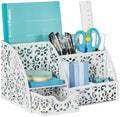 EasyPAG Desk Organizer and Pen Holder for Desk, Mesh Office Supplies Storage Caddy with Drawer for Small Space, Desktop Organizer for Home Office, White by EasyPAG