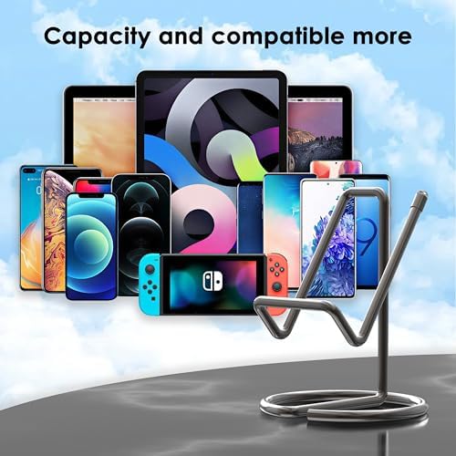 Metal Cell Phone Stand for Desk, Cute One-Piece Phone Holder, Stable Desktop Display Dock for iPhone, iPad, Samsung, Tablets & All Mobile Phones, Gray - Image 3