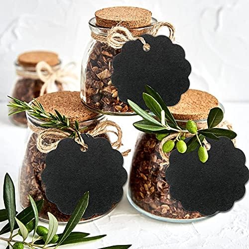 G2PLUS 100PCS Scalloped Tags with Twines,2.4 in Round Black Tag - Image 5