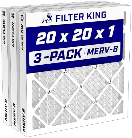 Filter King 20x20x1 Air Filter MERV 8, AC Furnace Filters (3-Pack) by FilterKing