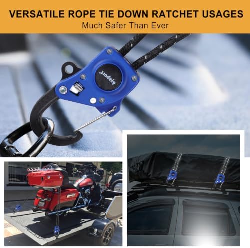 Ayaport Rope Tie Down Ratchet with Carabiner Clip 1/4" x 12', 4pcs - Image 5