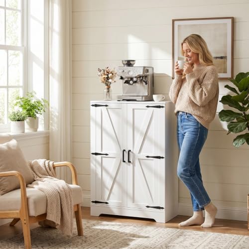 Unikito Kitchen Pantry Storage Cabinet with Adjustable Shelves, White - Image 6