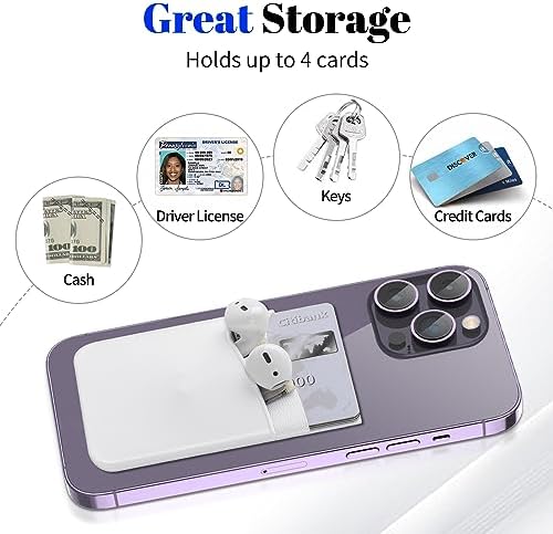 Senose Phone Wallet Stick On, Silicone White Credit Card Holder, 3 Pack - Image 3