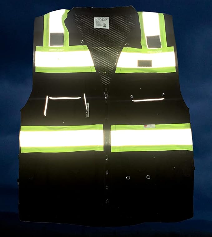 Black Safety Vest, Men's Professional Surveyors Vest - Image 7