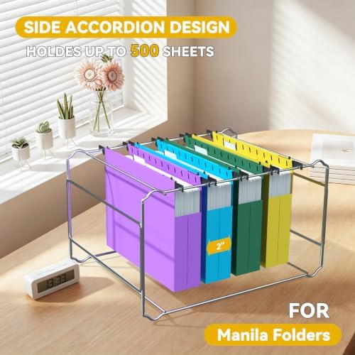 Extra Capacity Hanging File Folders Letter Size,12 Pack Plastic Heavy Duty Hang Folder for File Box Frame,2" Expandable File Cabinet Folders with Tabs,Colored Office Hanging File Organizer - Image 4