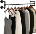 Industrial Pipe Clothing Rack, 53.1 Inch Wall Mounted Clothes Rack, Space-Saving Detachable Heavy Duty Garment Rack for Hanging Clothes, Closet Rod for Laundry Room, 4 Base by BOSHANGJIA