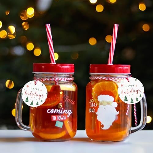 G2PLUS Happy Holiday Tags, 100PCS Christmas Holiday Tags, 2'' Round Holiday Gift Tags, Christmas Tree Paper Gift Tags with String for Xmas Gift Wrapping, DIY Arts & Crafts, Holiday Season Party Favors - Image 6