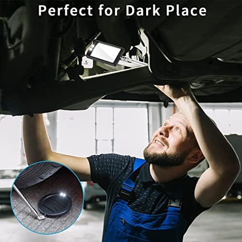 3 Pack Telescoping Inspection Mirrors LED Light & Magnet Flashlight Pickup Tool Set, Large 3.75" Round, 3.3" Square Mirror, for Inspection Viewing, Mechanic Checking, Observation - Image 7
