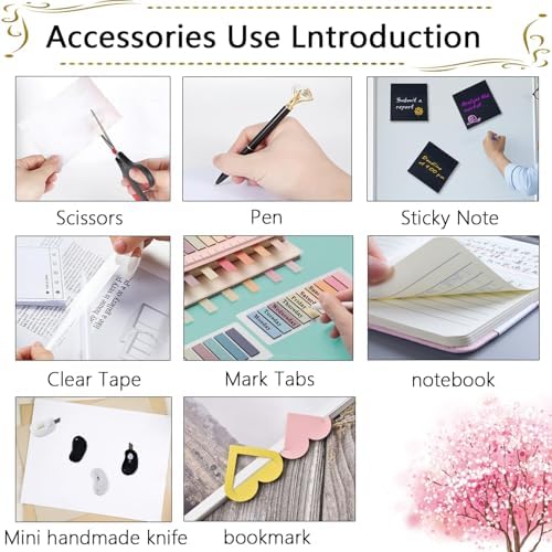 Office Supplies,Desk Accessories,Stapler and Tape Dispenser Set,1000 Staples,Staple Remover,Pen Holder,Folding Phone Holder,Journal Notebook,Ballpoint Pen,Scissor,Ruler,Clear Tape,Sticky Notes,Ect - Image 4