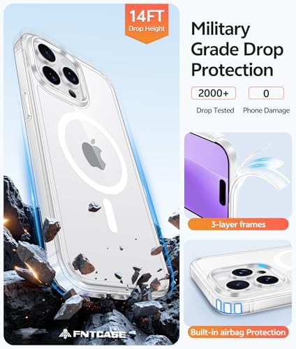 FNTCASE for iPhone 14 Pro Max Case, Fit for Magsafe, Glass Screen Protector - Image 5