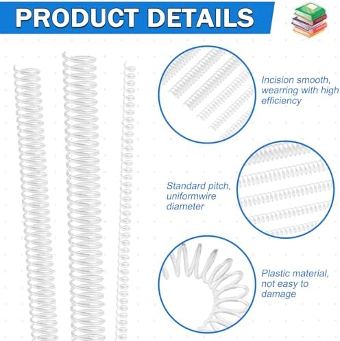 120 Pack Plastic Spiral Binding Coils Binder Binding Spirals Rings 8 Size Spiral Binding Wire Combs Spines Coils, 4:1 Pitch, 1/4 5/16 3/8 1/2 9/16 5/8 3/4 7/8 Inch (Transparent) - Image 5