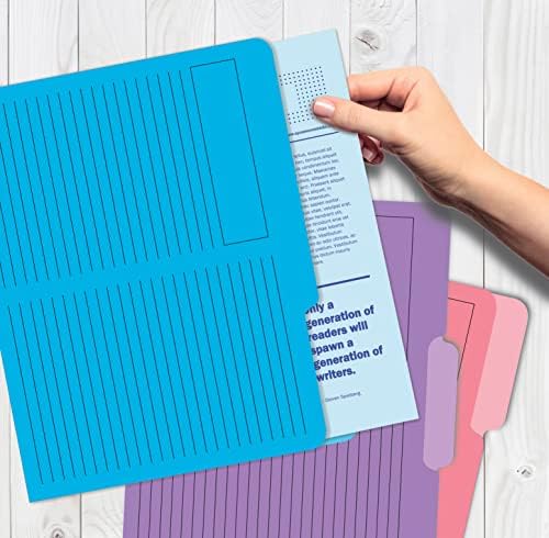 Better Office Products Lined File Folders, 12 Pack, Heavyweight, 1/3 Cut Tabs, 6 Vibrant Colors, Top Custom Subject Box, Letter Size Folders, 9.5" x 11.5", - Image 6