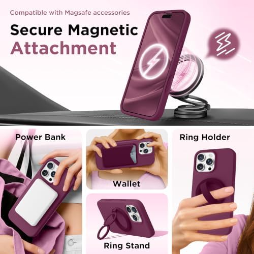 GolbinBox Magnetic for iPhone 16 Pro Max Case, Silicone Cover, Deep Red - Image 4