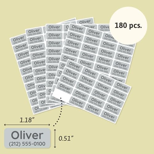 TeddyLabels - Clothing Labels for Nursing Home (180) – Self-Adhesive Name Tags for Clothes and Personal Items. Personalized Labels for Daycare, Nursing Homes, and Laundry Use - Light Grey - Image 6