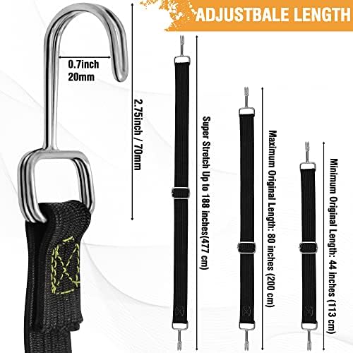 Bungee Cords Heavy Duty Outdoor, Long Adjustable Bungee Cords with Hooks Flat, 80 Inch High Elastic Rubber Bungee Straps with Hooks for Luggage, Roof Racks, Tarpaulin, Moving Cargo, Camps, Tarps - Image 2