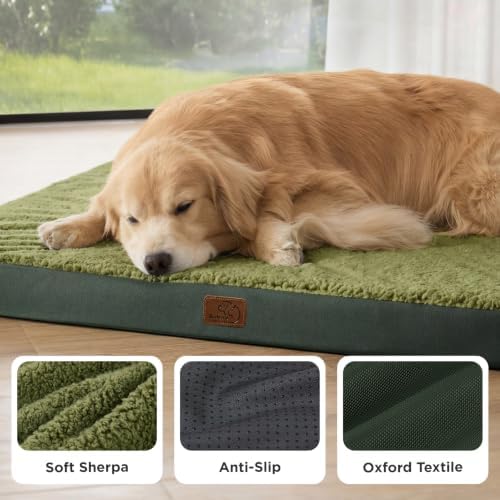Bedsure XL Dog Bed, Extra Large Pet Bed with Comfy Sherpa,44x32 Dark Green - Image 4