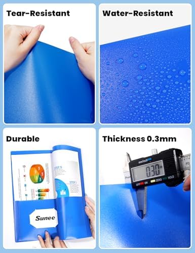 SUNEE 3 Pack Blue Plastic Folders with Pockets and Prongs, Letter Size, 9 x 11.5 in - Image 4