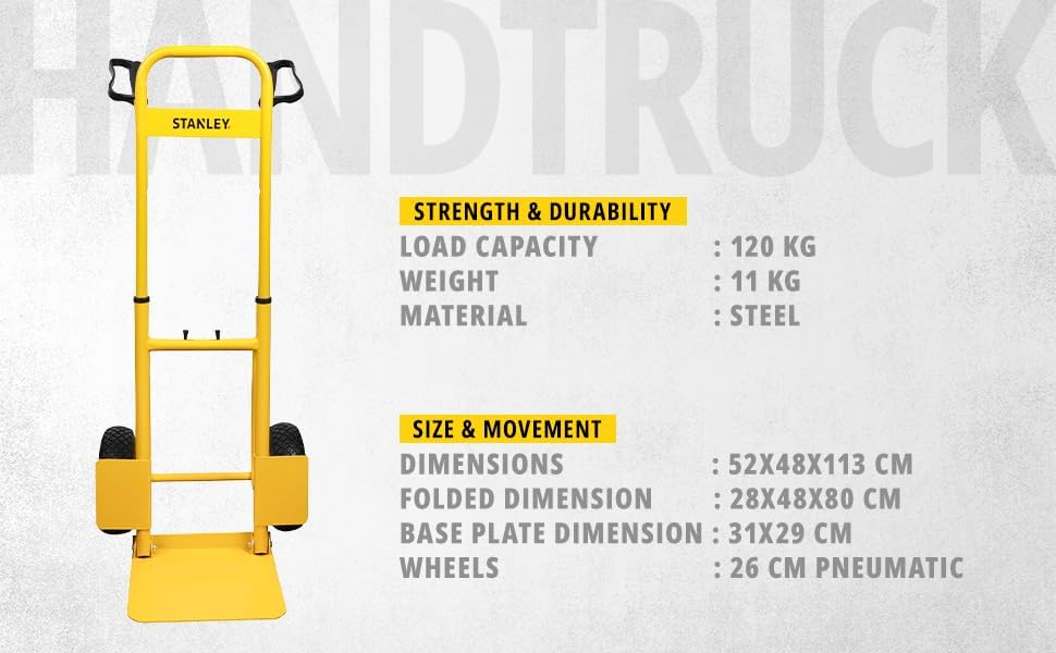 Stanley Steel Folding Hand Truck-120KG, Yellow, SXWTD-FT520 - Image 4