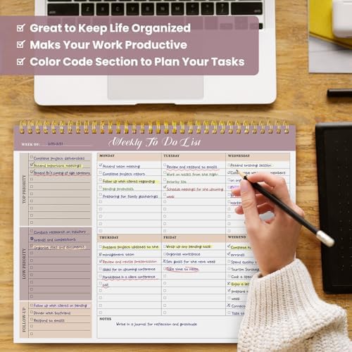 Weekly To Do List Notepad with 52 Undated Sheets（8.5"×11"）- Undated Weekly Planner Notepad for Office Desk Accessories and Supplies - Midnight Lilac - Image 7