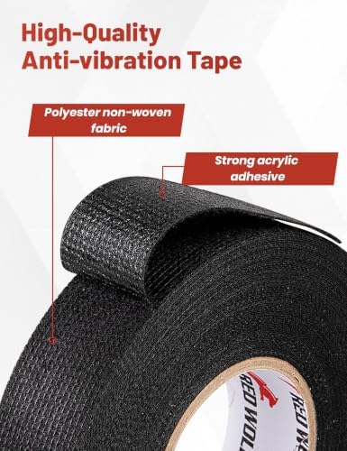 RED WOLF Wiring Harness Tape High Temp Wire Cable Loom Self-Adhesive Fabric Tape for Electrical Automotive Engine Harness Wrap Protection Noise Damping Cables Fixed 3/4 Inch x 50 FT 5 Rolls - Image 5