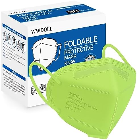 WWDOLL KN95 Face Mask 50 Pack, 5-Layers Breathable KN95 Masks, Green by WWDOLL