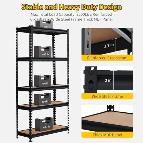 OUTLANE 5 Tier Garage Shelving Heavy Duty,1320 LBS Adjustable Rack Shelf - Image 3