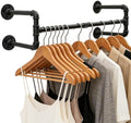 Industrial Pipe Clothing Rack, 32.6 Inch Wall Mounted Garment Rack, Space-Saving Heavy Duty Hanging Closet Rod, Detachable Iron Hanger for Closet and Laundry Room, 4 Bases by BOSHANGJIA