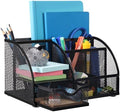 Comix Mesh Pen Pencil Holder Desk Organizer, 7 Compartment Wire Desktop Pen Pencil Cup Caddy Office Supplies for Home Office School, Black by Comix