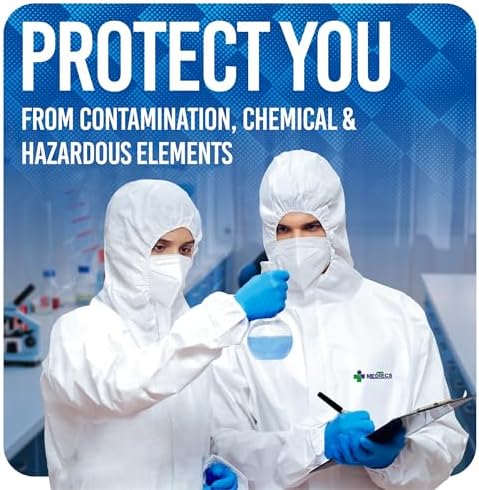 Medtecs Hazmat Suits - 6 Sizes Options - Disposable Coveralls Suit, Medical Protective Coverall PPE Hazmat Suits - Image 5