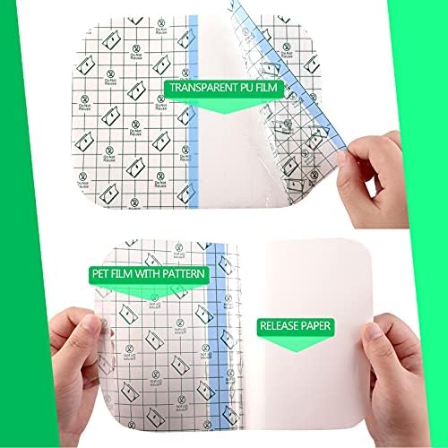 Nuanchu 50 Pcs Waterproof Transparent Adhesive Bandages Clear Adhesive Bandages Stretch Film Tape Tattoo Cover up Tape for Tattoo Swimming Shower(6 x 7.7 Inch) - Image 3