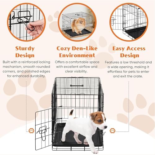 Sweetcrispy Dog Crate, 24 Inch Small Dog Puppy Cage, Foldable Pet Kennel - Image 3
