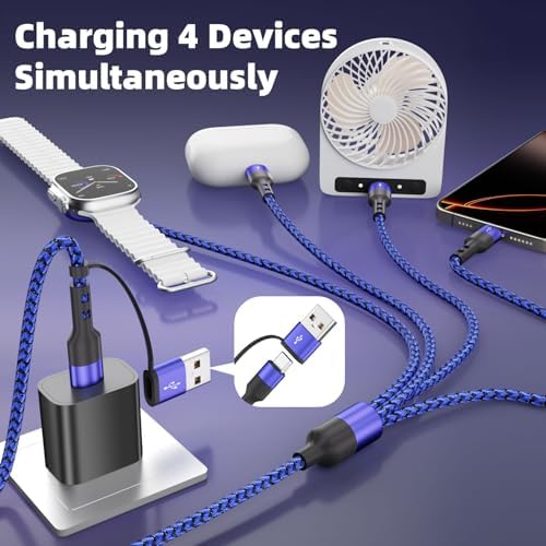 4 IN 2 Multi Charging Cable with 3 USB-C/iWatch Charger, Travel Essentials - Image 2