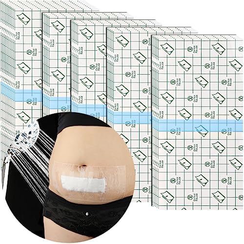 50 Pcs Waterproof Shower Protector Bandage | 6x10 Inch Large Wounds Showering Cover for Knee Replacement Surgery C Section Post Abdominal Surgery Hip Incision Adhesive Dressing Transparent Film by Unknown