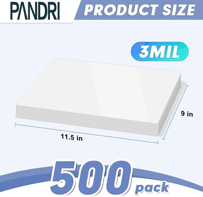 Laminating Sheets, PANDRI 500 Pack Thermal Laminator Pouches Holds 8.5 x 11 Inch - Image 2