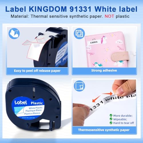 Compatible with Dymo LetraTag Label Maker Refills 91331 Plastic White Tape - Image 3
